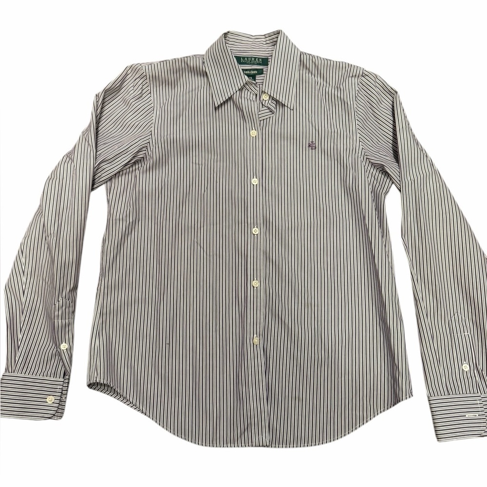 Lauren Ralph Lauren White Shirt with Black Pinstripes